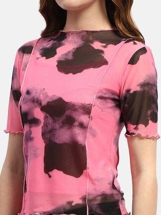 Madame Lettuce Hem Black Abstract Print T-Shirt