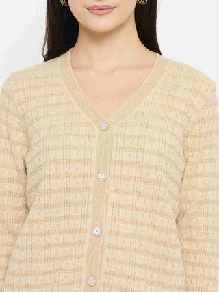 Madame Self Design Beige Cardigan