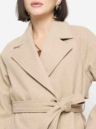 Madame Beige Belted Long Coat