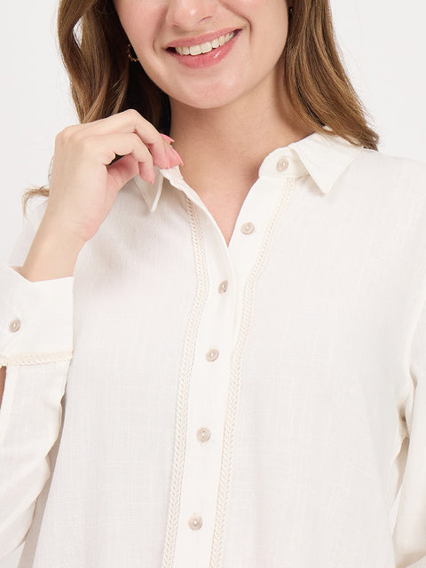 Madame White Rayon Blend Co-ord Set