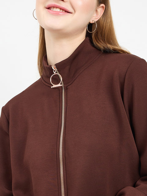 Madame Solid Dark Brown Sweat-Shirt