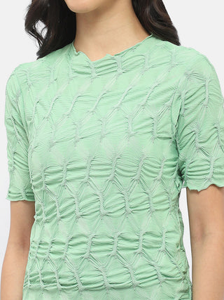 Madame Lettuce Hem Green Crinkled Top