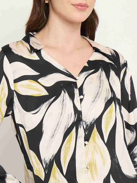 Madame Self Design Solid Black Shirts
