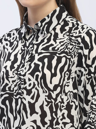 Madame Abstract Print Black Regular Shirt