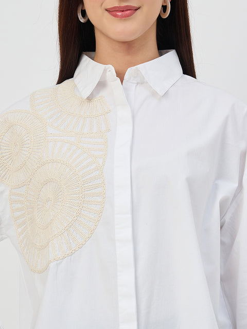Madame White Embroidered Cotton Shirt