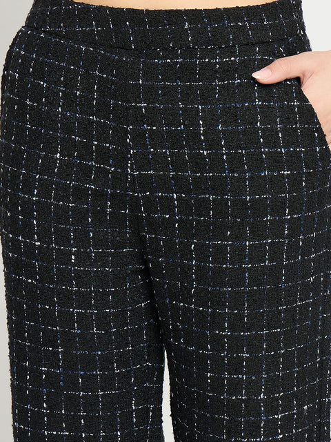 Madame Black and Blue Texture Tweed Trousers