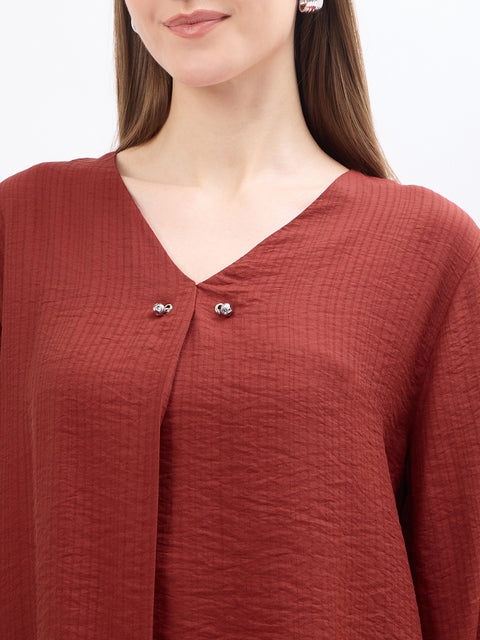 Madame Textured Rust Viscose Blend Top