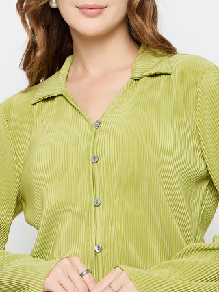 Madame Solid Shirt and Bottom Lime Green Co-ord Set