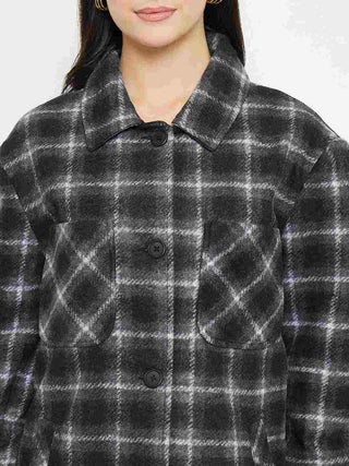Madame Checkered Black Shacket