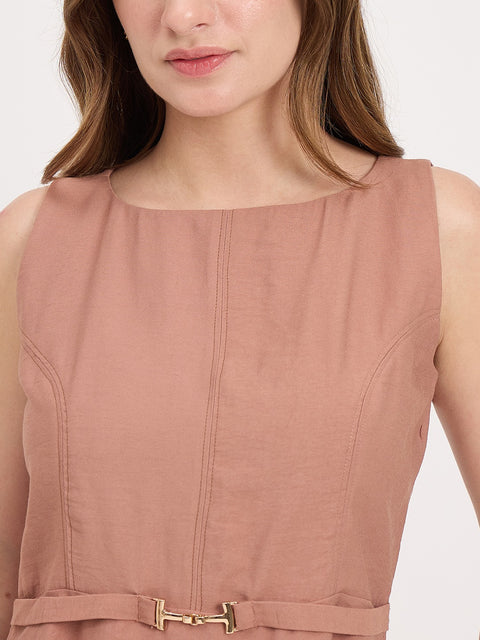 Madame Clay Rayon Tencel Peplum Sleeveless Co-ord Set