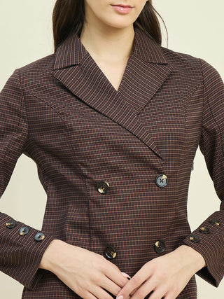 Madame Brown Double Breasted Long Coat