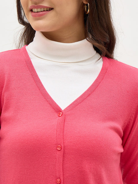 Madame V Neck Coral Cardigan