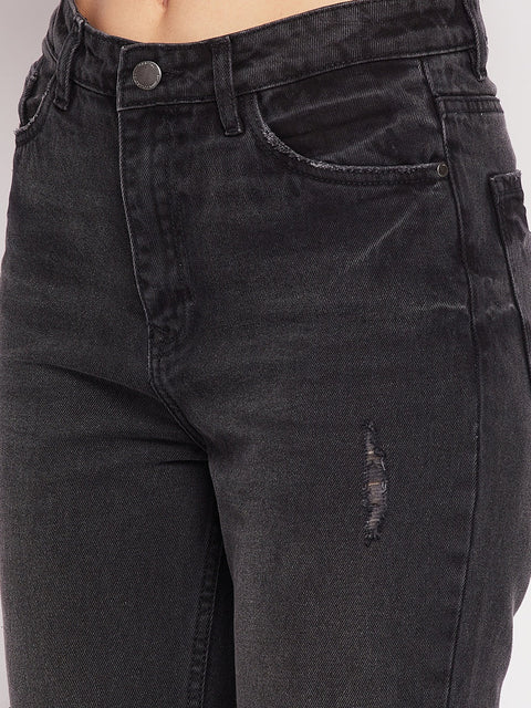 Madame Distressed Hem Black Denim
