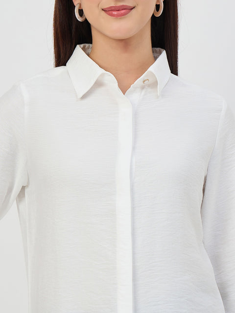Madame White Rayon-Blend Shirt