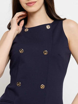 Madame Double Breasted Navy Blue Midi Dress