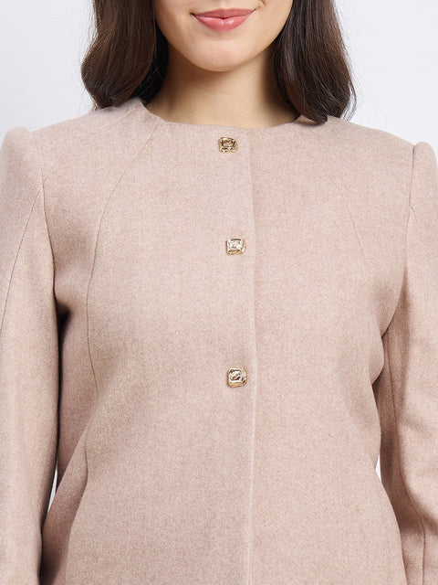 Madame Panelled Dark Beige Short Coat