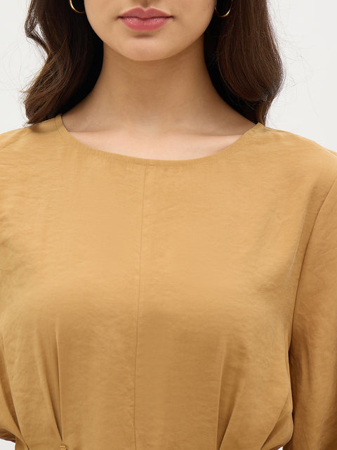 Madame Mustard Blouse With Bead Belt Detailing