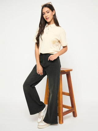 Madame Whiskered Charcoal Black Cotton Blend Jeans
