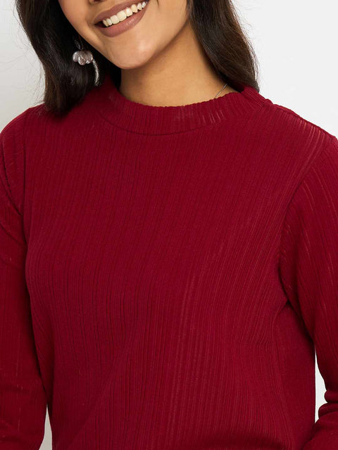 Madame Solid Maroon Tencel Blend Top