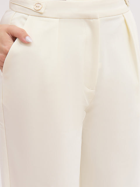 Madame Pleated Beige Korean Trousers