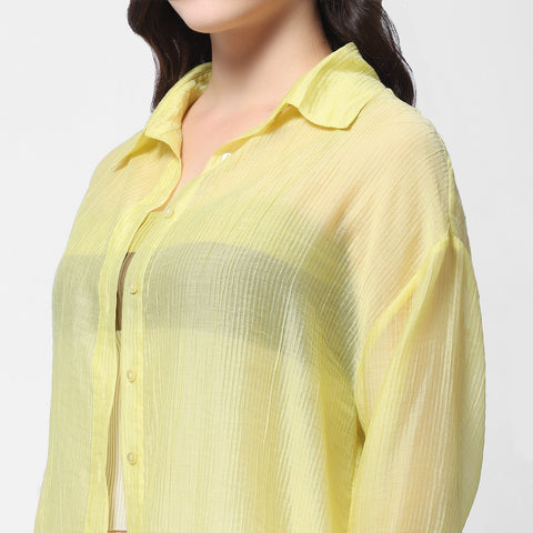 Madame Semi Sheer Lime Women Shirt