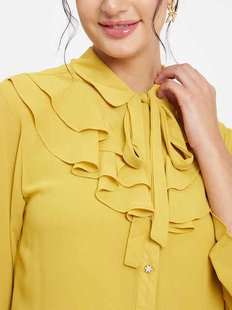 Madame Ruffle Neckline Yellow Top