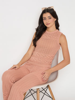 Madame Cotton Top and Bottom Rosewood Pink  Knitted Co-ord Set
