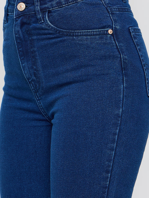 Madame Cotton Blend Dark Blue Flared Jeans
