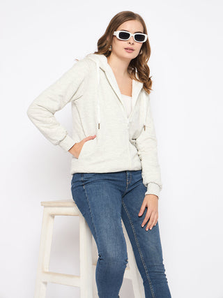 Madame White Fleece Hooded Sweatshirt