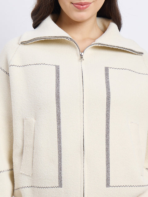 Madame Beige Polo Zipper Sweater