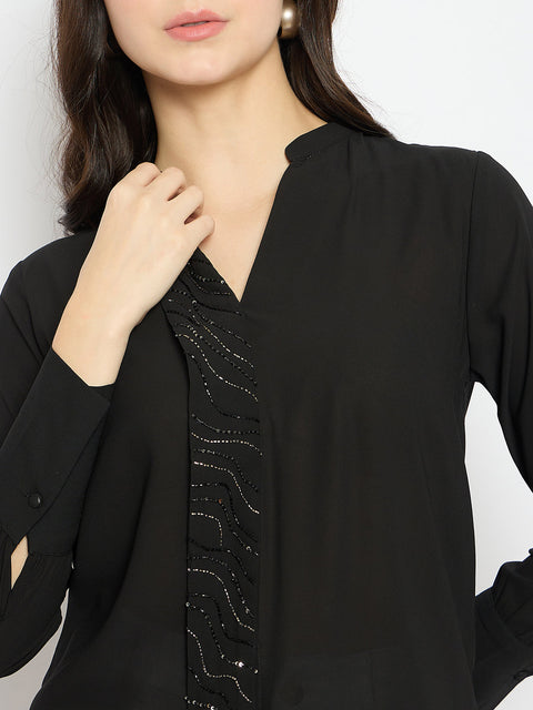 Madame Solid Black Shirt