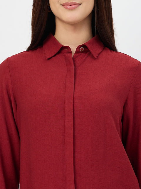 Madame Maroon Rayon-Blend Shirt