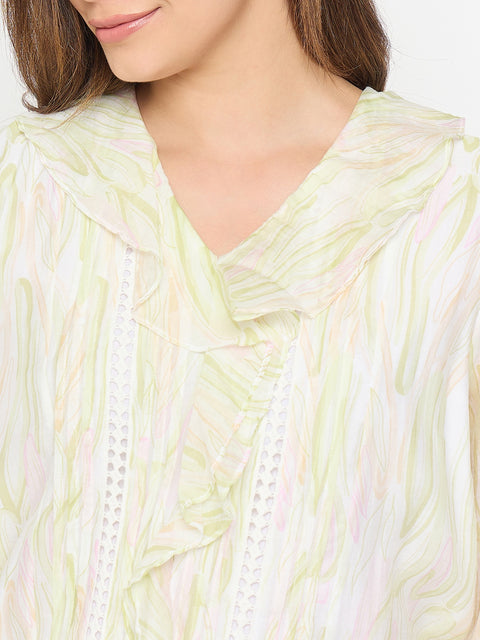 Madame Green Rayon Blend Cotton Top