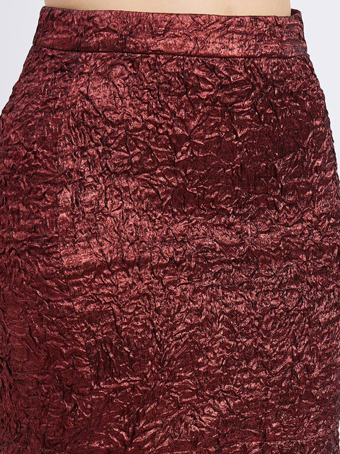 Madame Textured Maroon Mini Skirt