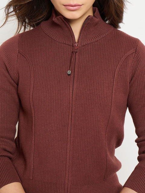 Madame Mock Neck Rust Brown Sweater