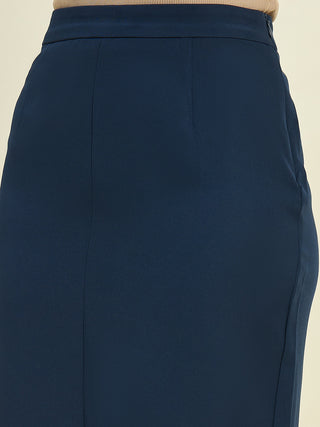 Madame Blue Mid Length Fitted Skirt