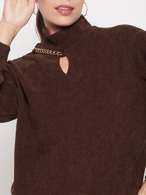 Madame Brown Keyhole Neck Sweater