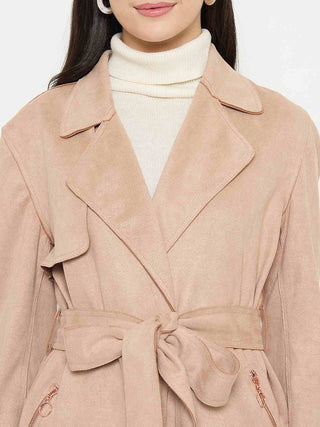 Madame Belted Camel Brown Long Trench Coat