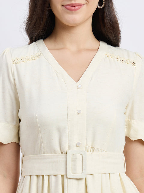 Madame Embroidered Off White Dress
