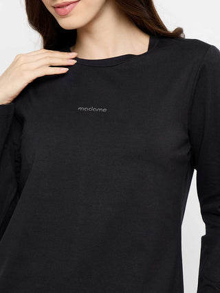 Madame Ombre Black Cotton Blend Top