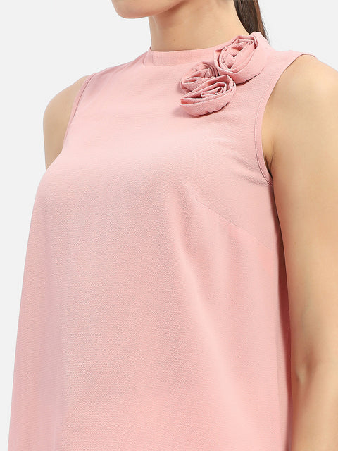 Madame Applique Adorned Pink Shimmer Top