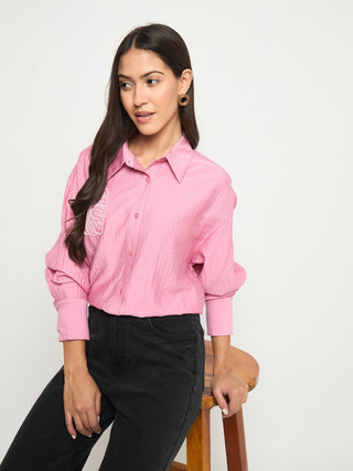 Madame Textured Botanical Embellishment Dusty Pink Shirt