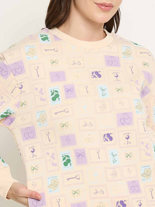 mSECRET Geometric Print Off White Nightsuit