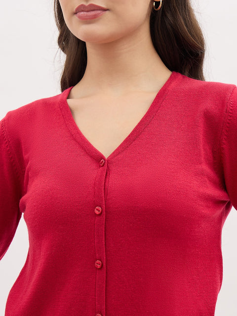 Madame V Neck Red Cardigan
