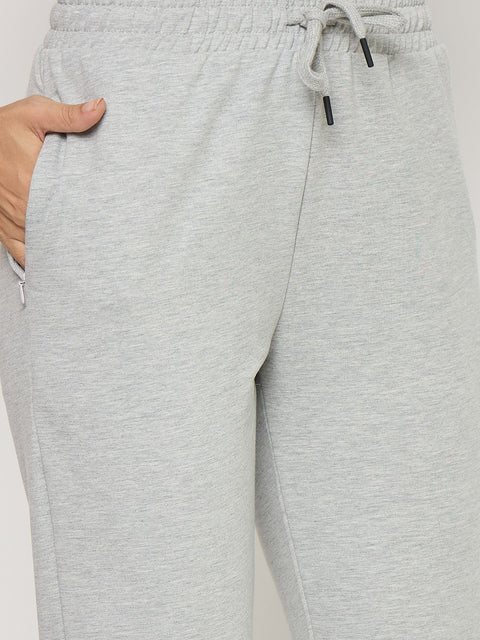 Madame Grey Cotton Blend Tapered Track Bottoms