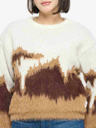 Madame Abstract Pattern Camel Brown Sweater