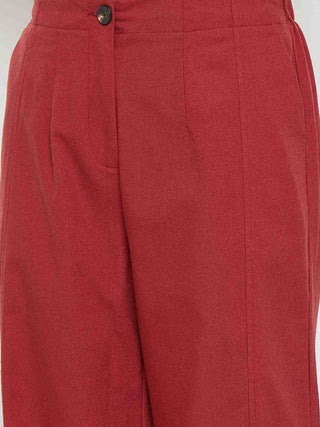 Madame Rosewood Red Wide Leg Trousers