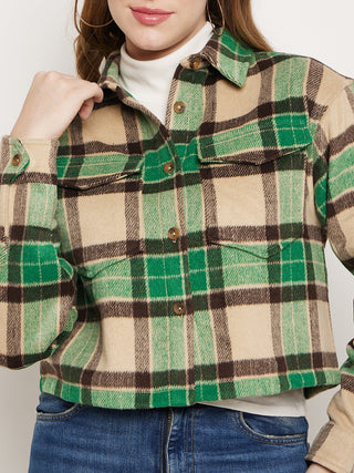 Madame Green Plaid Crop Shacket