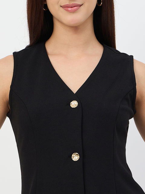 Madame Black V-Neck Vestcoat Co-ord Set