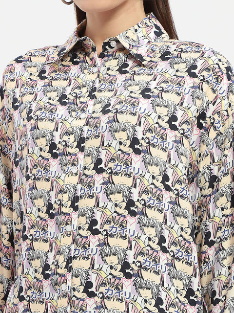 Madame Disney Mickey Mouse Print Mauve Shirt
